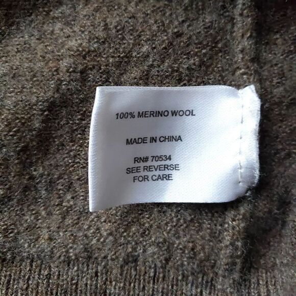 Orvis Sweater Mens Medium Brown Wool 1/4 Zip Long Sleeve Mock Neck Knit Pullover - Picture 9 of 12